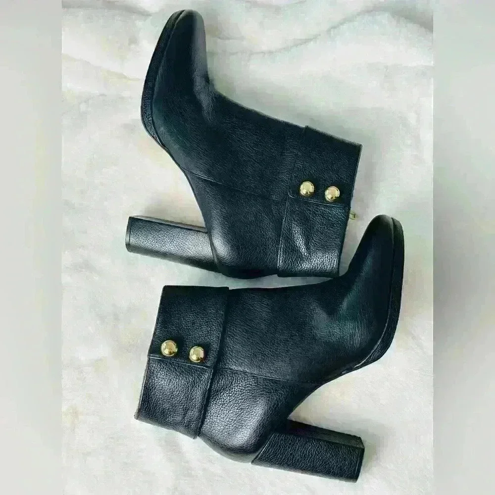 Kate Spade New York Bridgette Black Leather Heeled Ankle Booties Size 9M